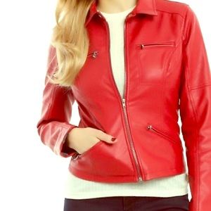Once upon a time red faux leather jacket!